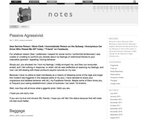 Plasticarmy WordPress Blog Page Typical (Based on Thematic Framework)