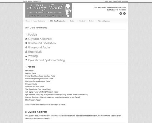 A Silky Touch Skin Care Treatments Page