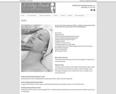 A Silky Touch - Facials Page
